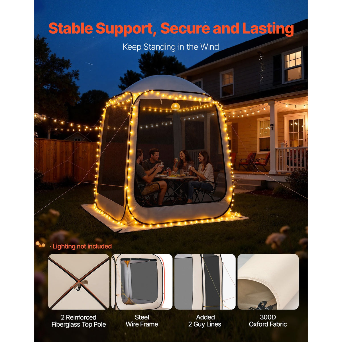 Large Pop-Up Screen House Tent for Outdoor Camping & Gatherings