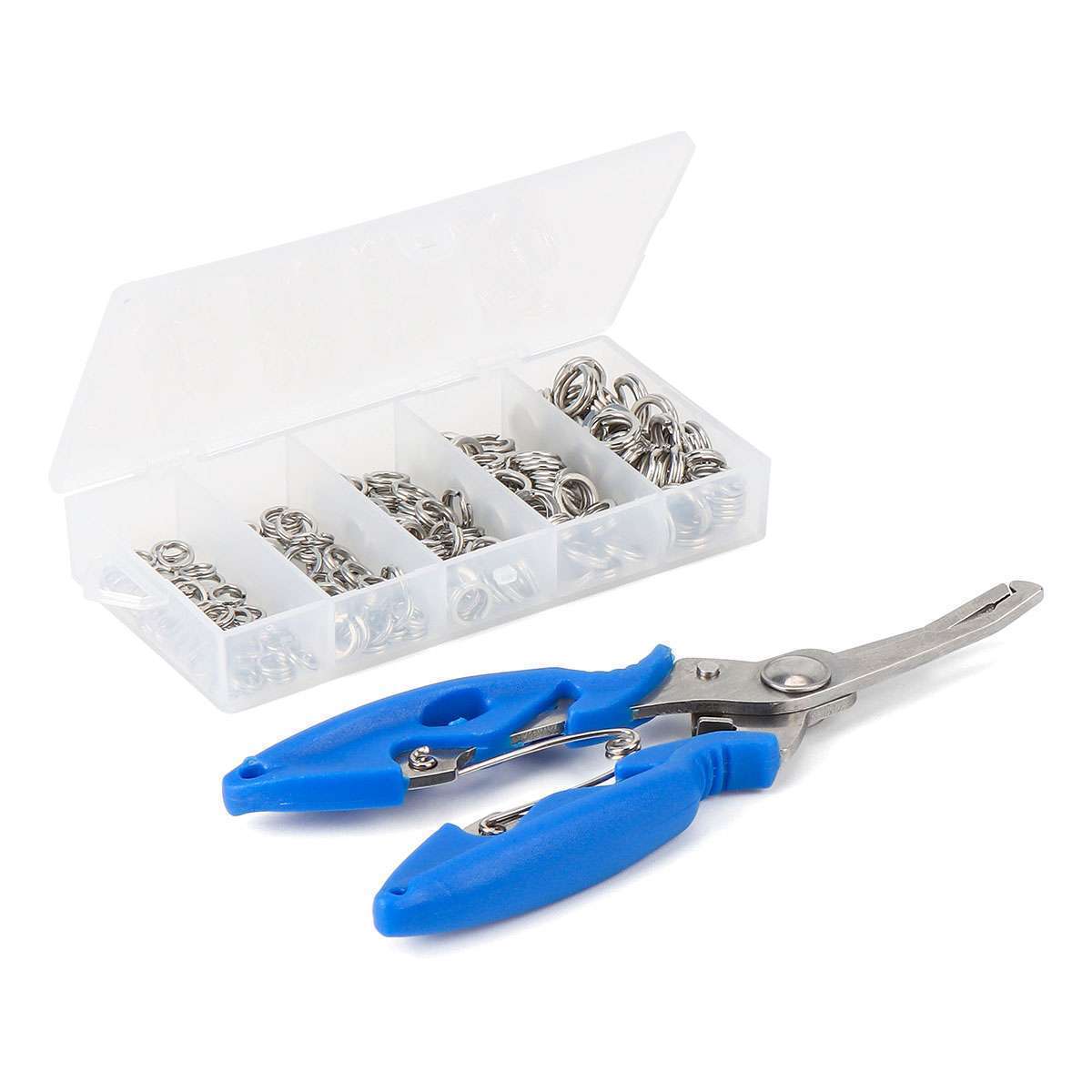 200pcs Stainless Steel Fishing Split Rings Set with Pliers - Multiple Sizes