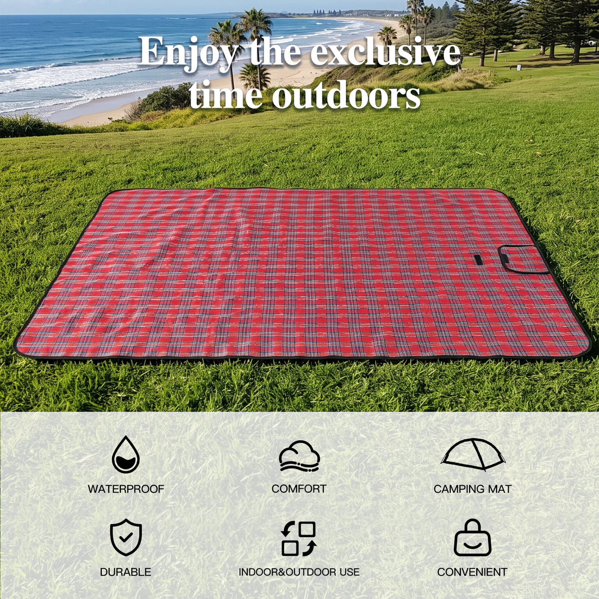 Outdoor Waterproof Beach Mat Portable Camping Blanket for Picnics and Outdoor Activities