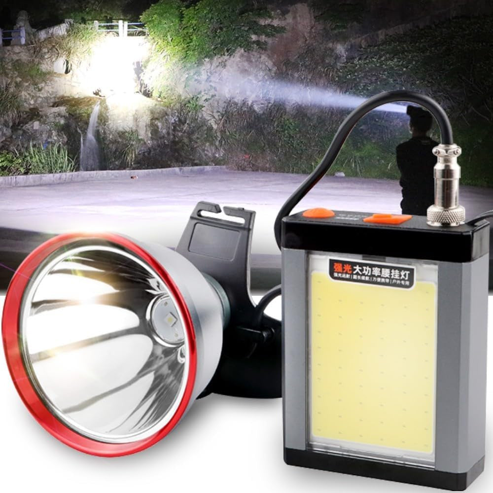 Rechargeable LED Headlamp with Bright Spotlight and Floodlight for Outdoor Activities