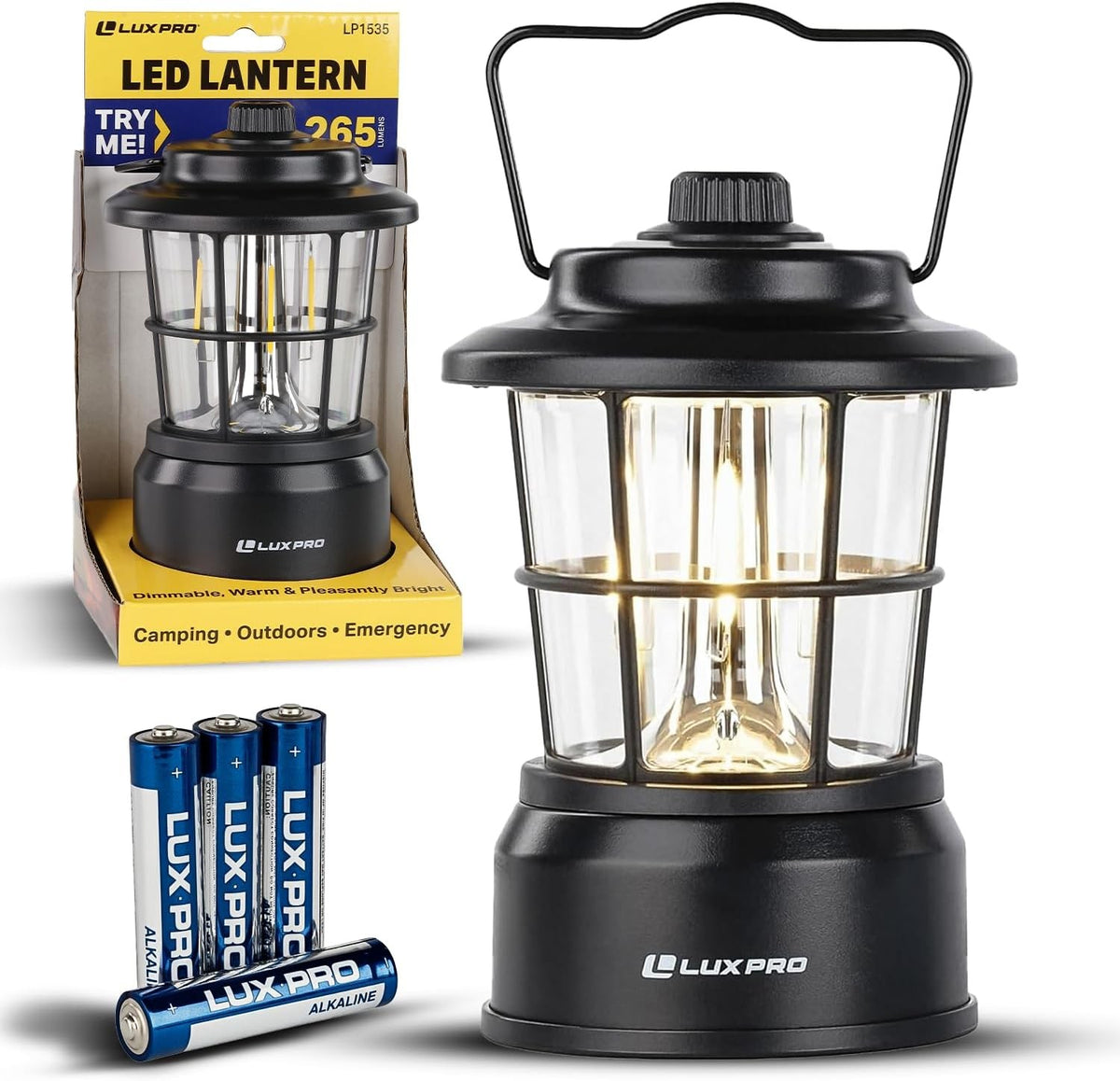 LED Camping Lantern Battery-Powered Emergency Water-Resistant Light