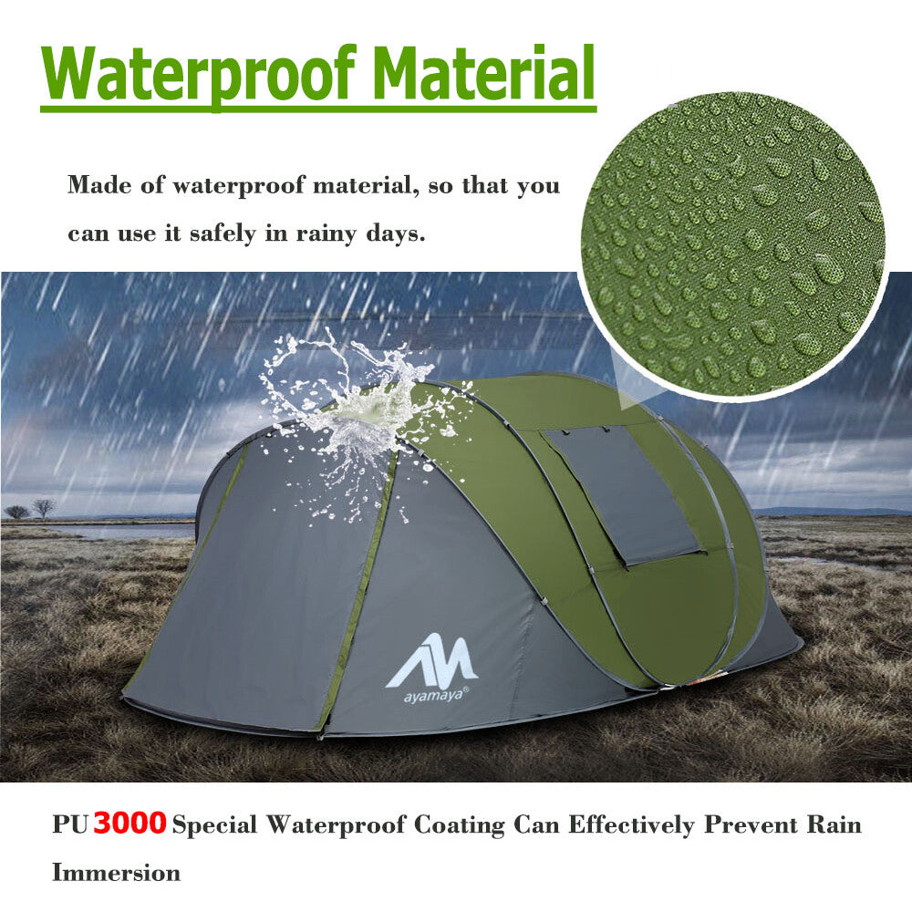 4-6 Person Waterproof Pop Up Camping Tent with Double Layer & Vestibule