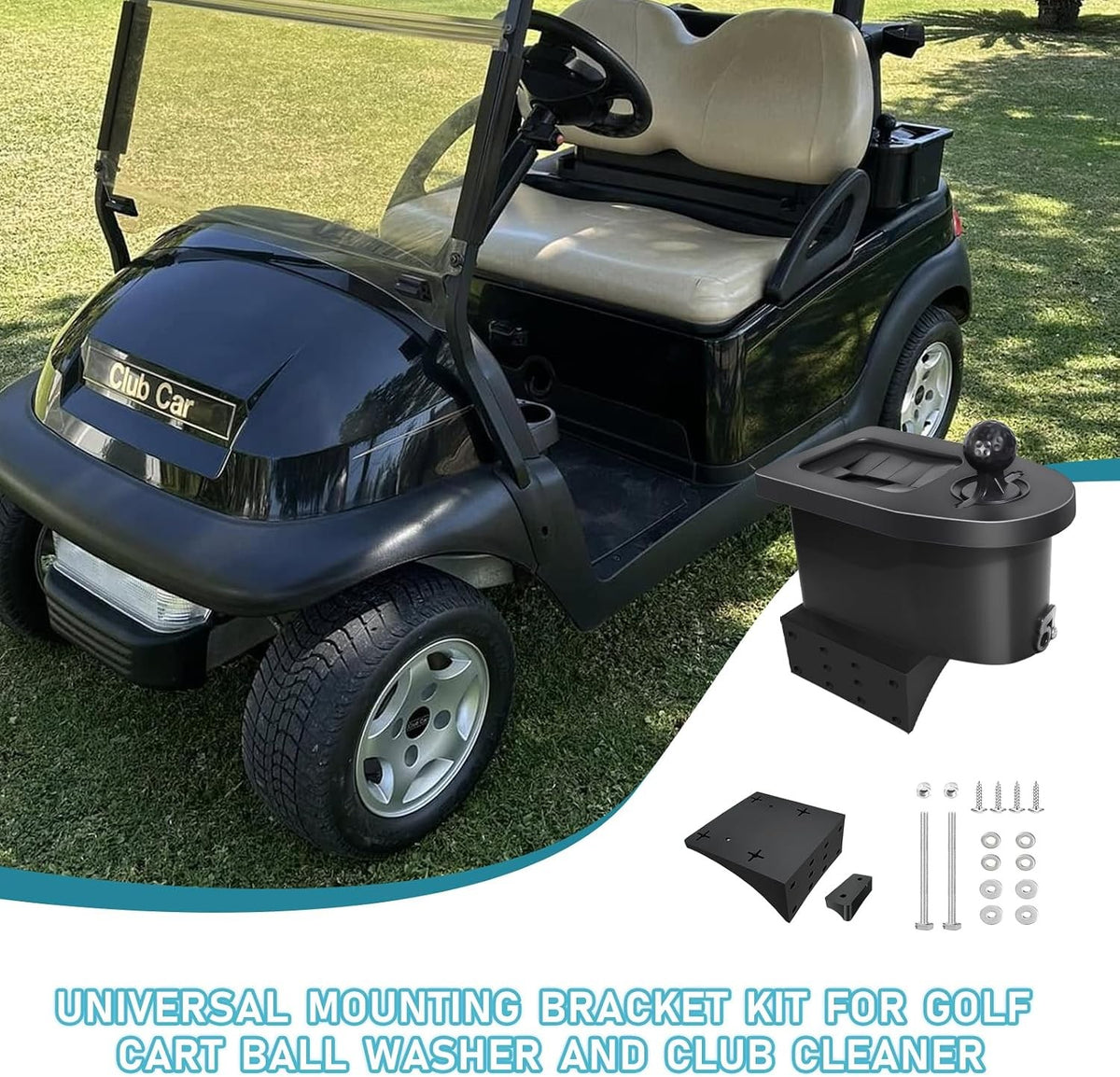 Universal Golf Ball and Club Washer Mounting Bracket for Golf Cart