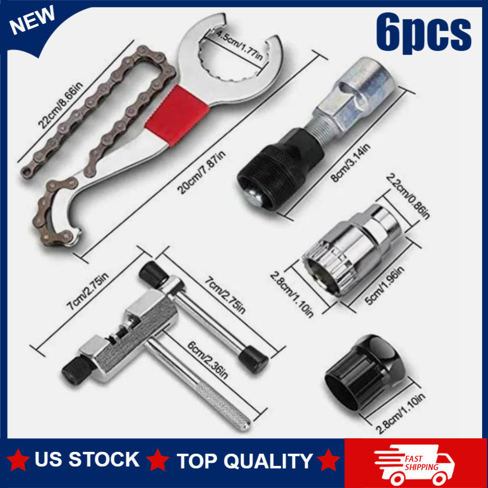 6-Piece Bicycle Repair Tool Kit with Chain Breaker & Cassette Removal Tools