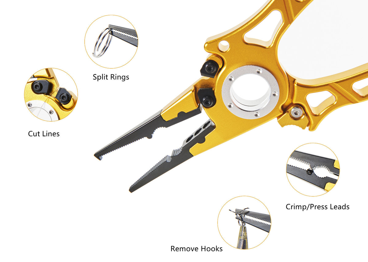 Locking Fishing Pliers with Line Cutter and Emergency Seatbelt Cutter