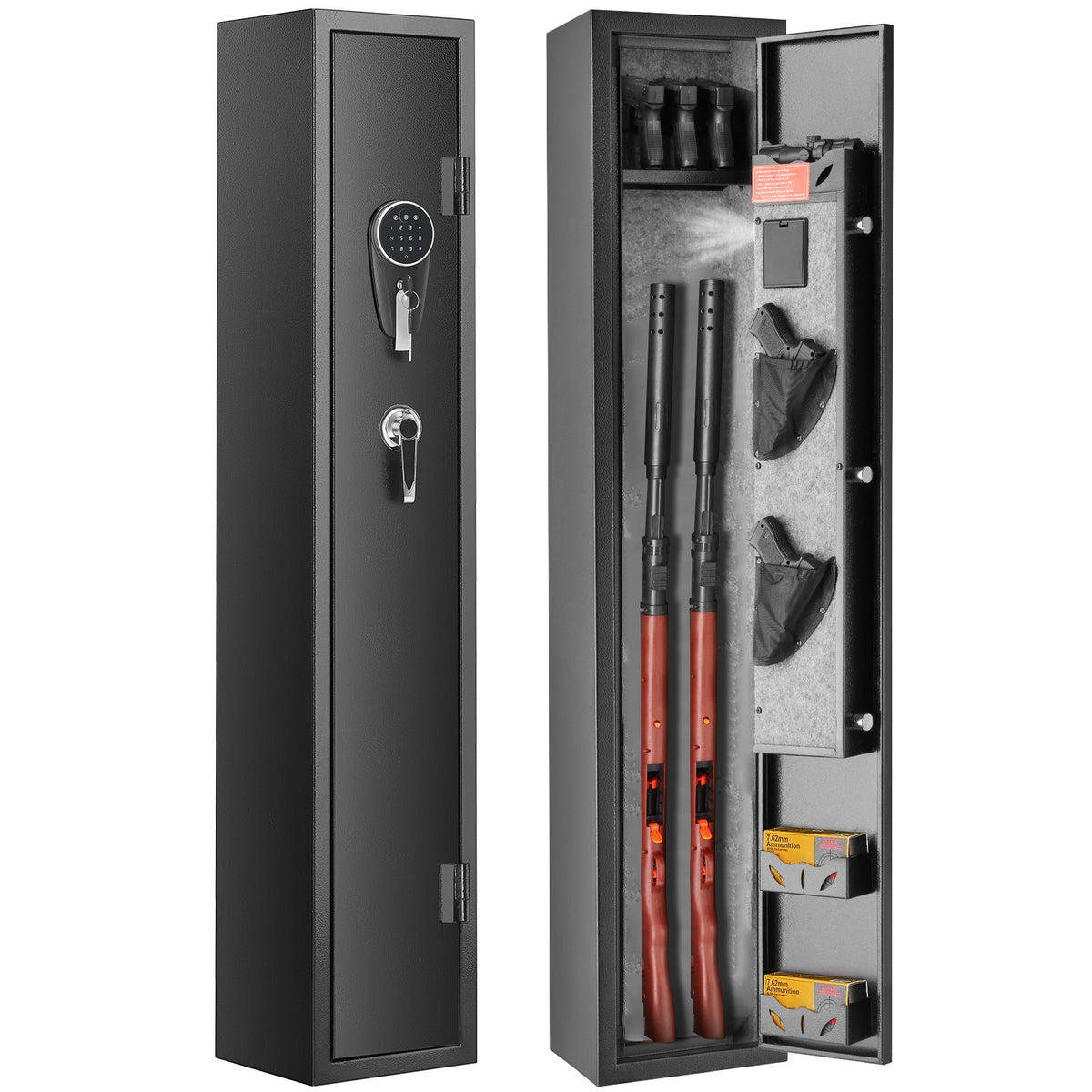 Gun Safe with Digital Keypad & Lock, Holds 2 Rifles & 4 Pistols