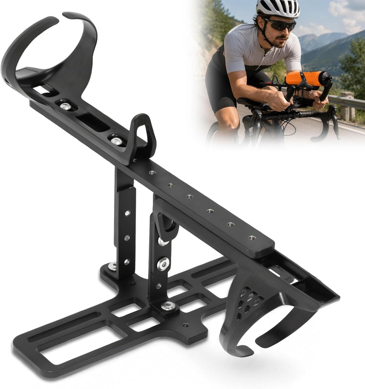 Bike Bottle Cage Adapter with Adjustable Height for Triathlon & Road Cycling