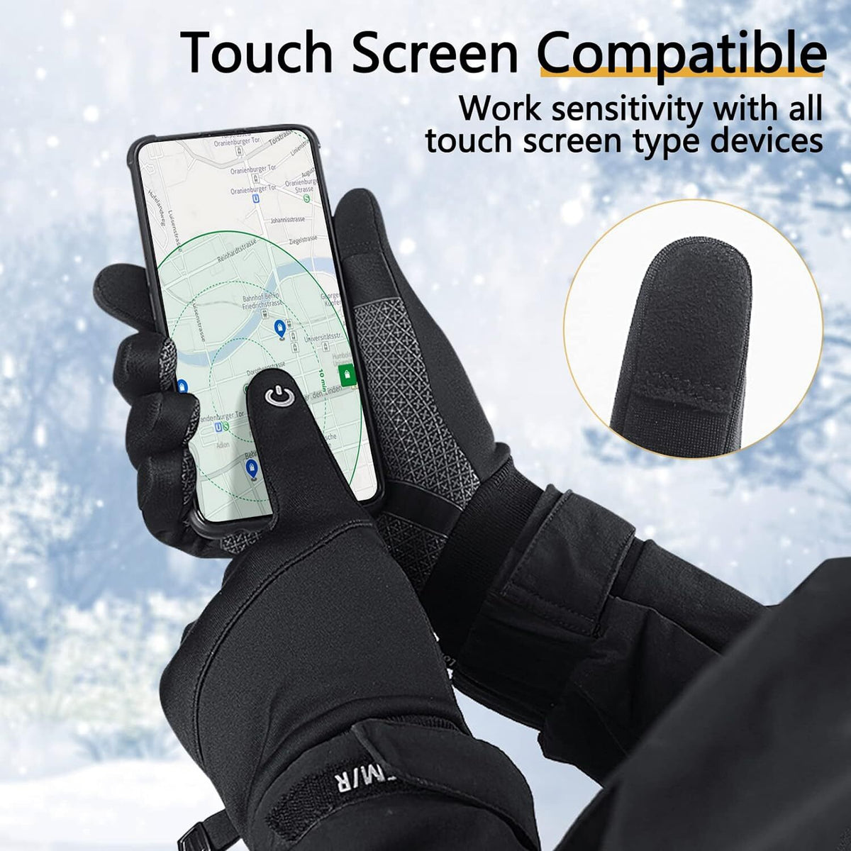 Winter Cycling Gloves Waterproof Touchscreen Thermal Gloves for Cold Weather