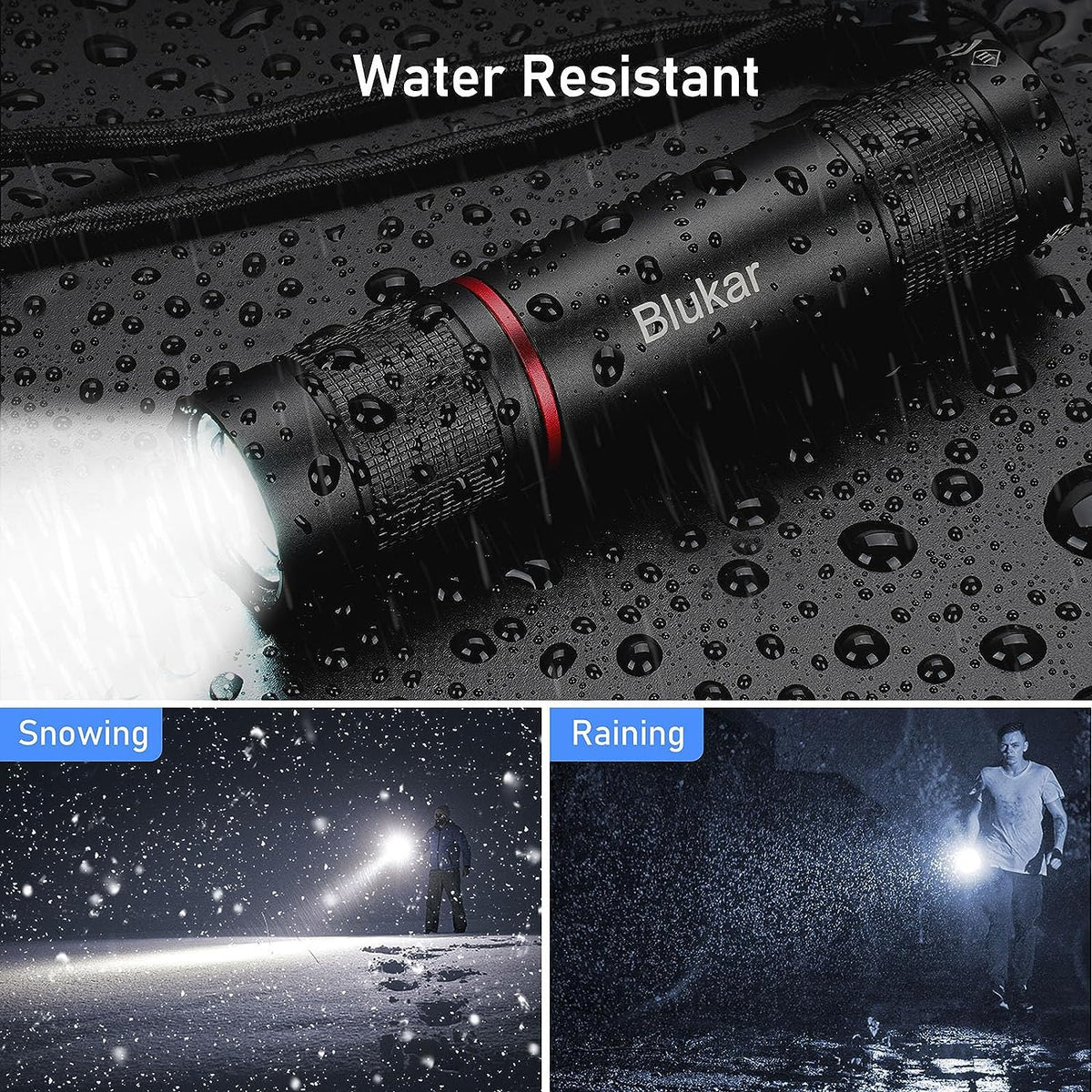 Rechargeable LED Flashlight with Zoom, 4 Modes, High Lumens Portable Torch