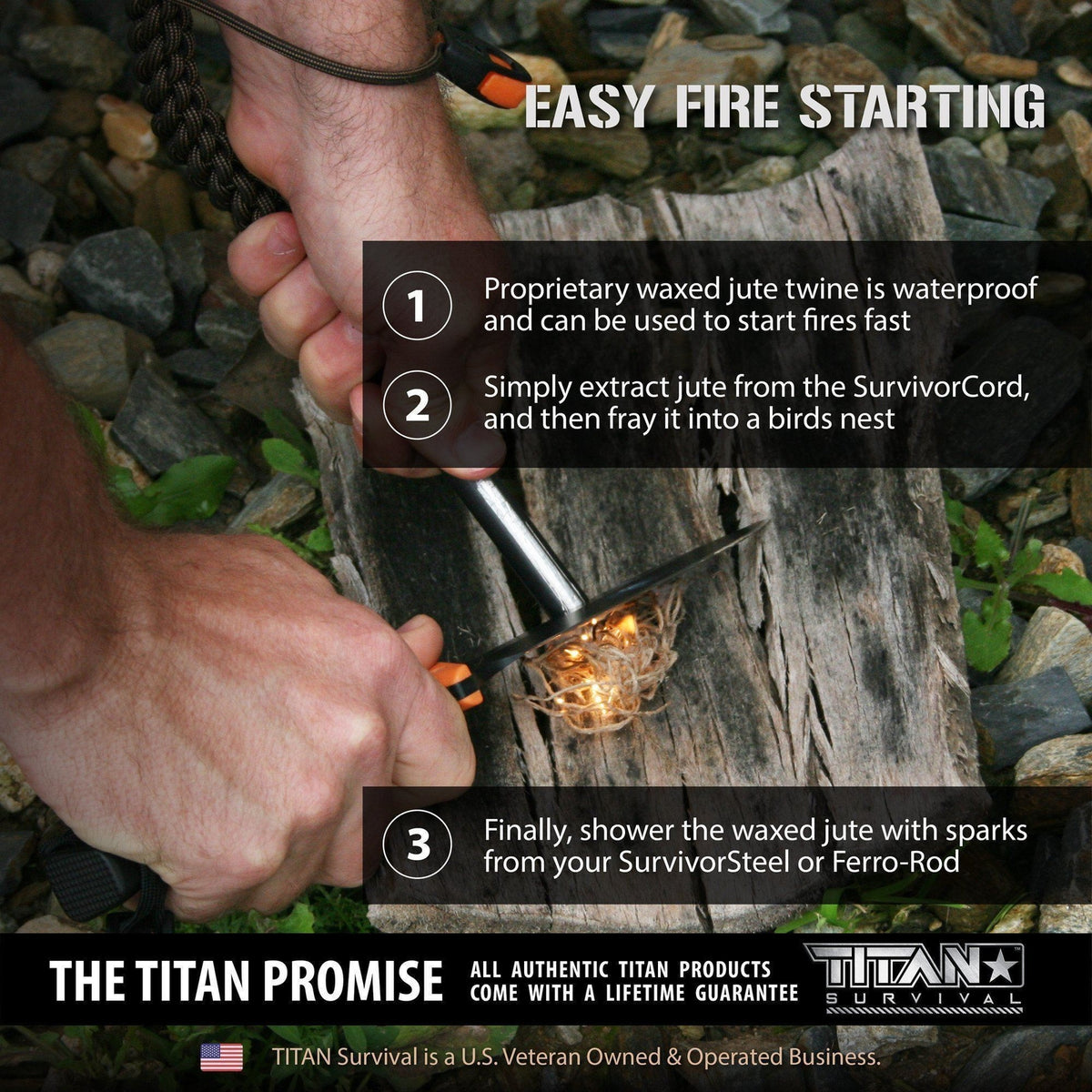 Reflective Paracord Survival Cord with Fire Starter & Fishing Line