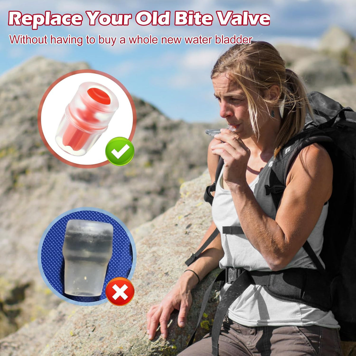 Hydration System Bite Valve Replacement Sheath for Water Bladders - Pack of 4