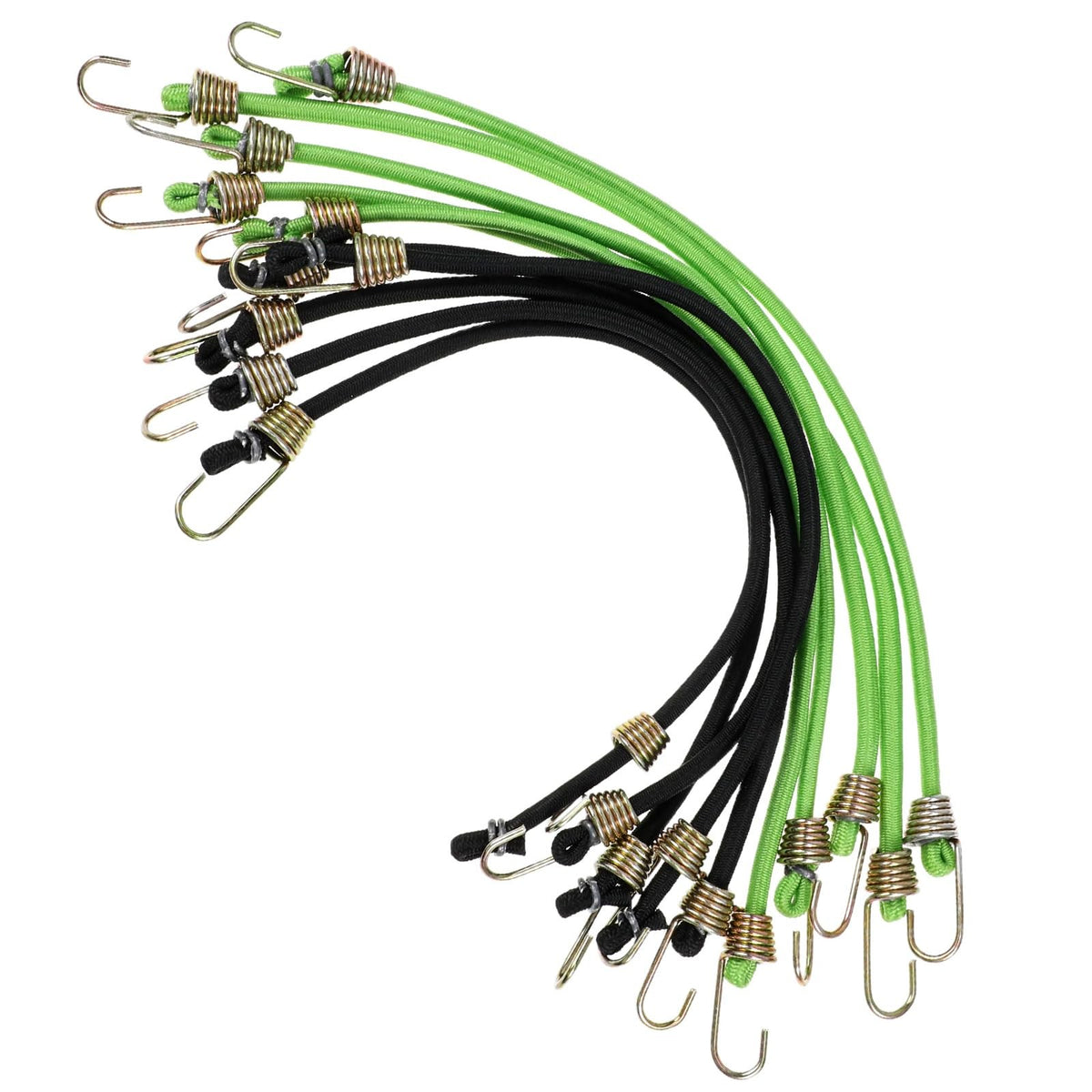 Mini Bungee Cords Set 10 Pack - 10 Inch Elastic Straps with Hooks