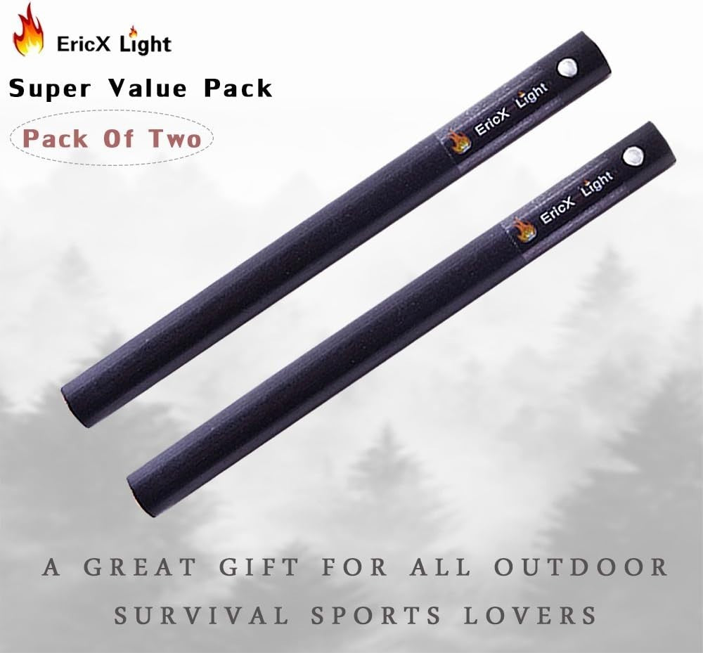Fire Starter Ferrocerium Rods 1/2 Inch x 6 Inch, Waterproof Survival Tool - Pack of 2