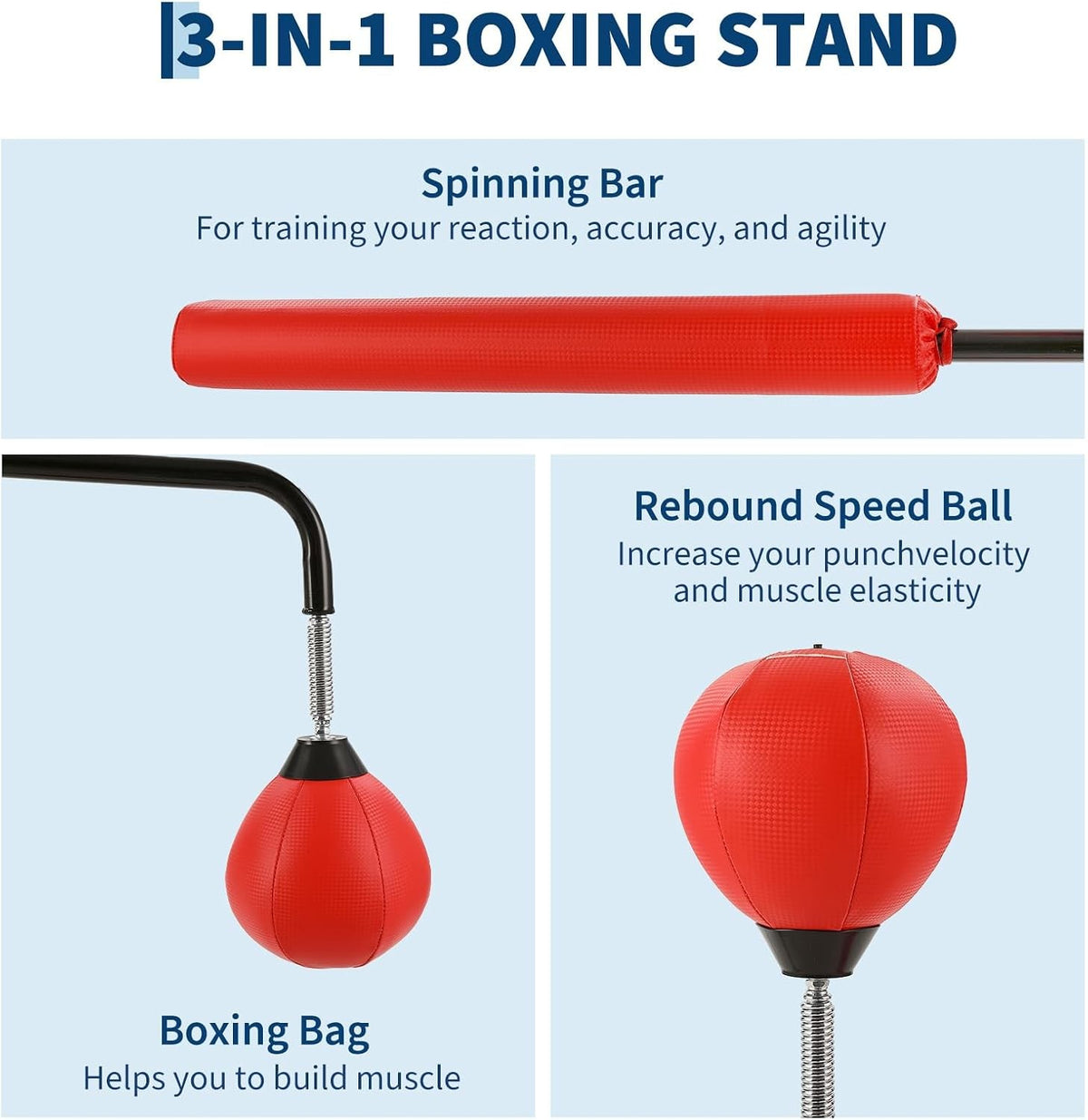 Standing Punching Bag with Adjustable Height and Speed Balls for Boxing & MMA Training