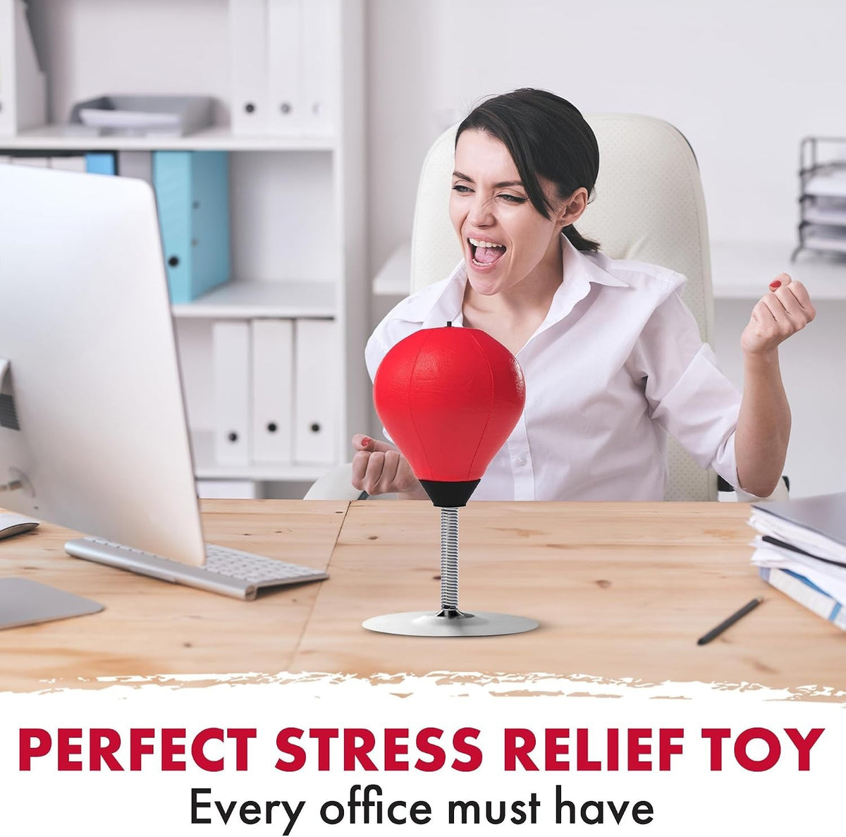 Stress Relief Desktop Punching Bag with Clamp - Office Toy & Stress Reducer