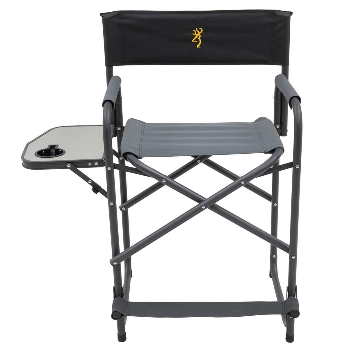 Camping Chair with Flip-Down Footrest and Side Table - Charcoal Gray