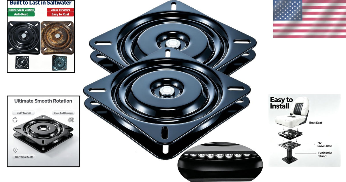 2PCS Marine Boat Seat Swivel Base - Full 360° Rotation, Heavy Duty, Easy Install