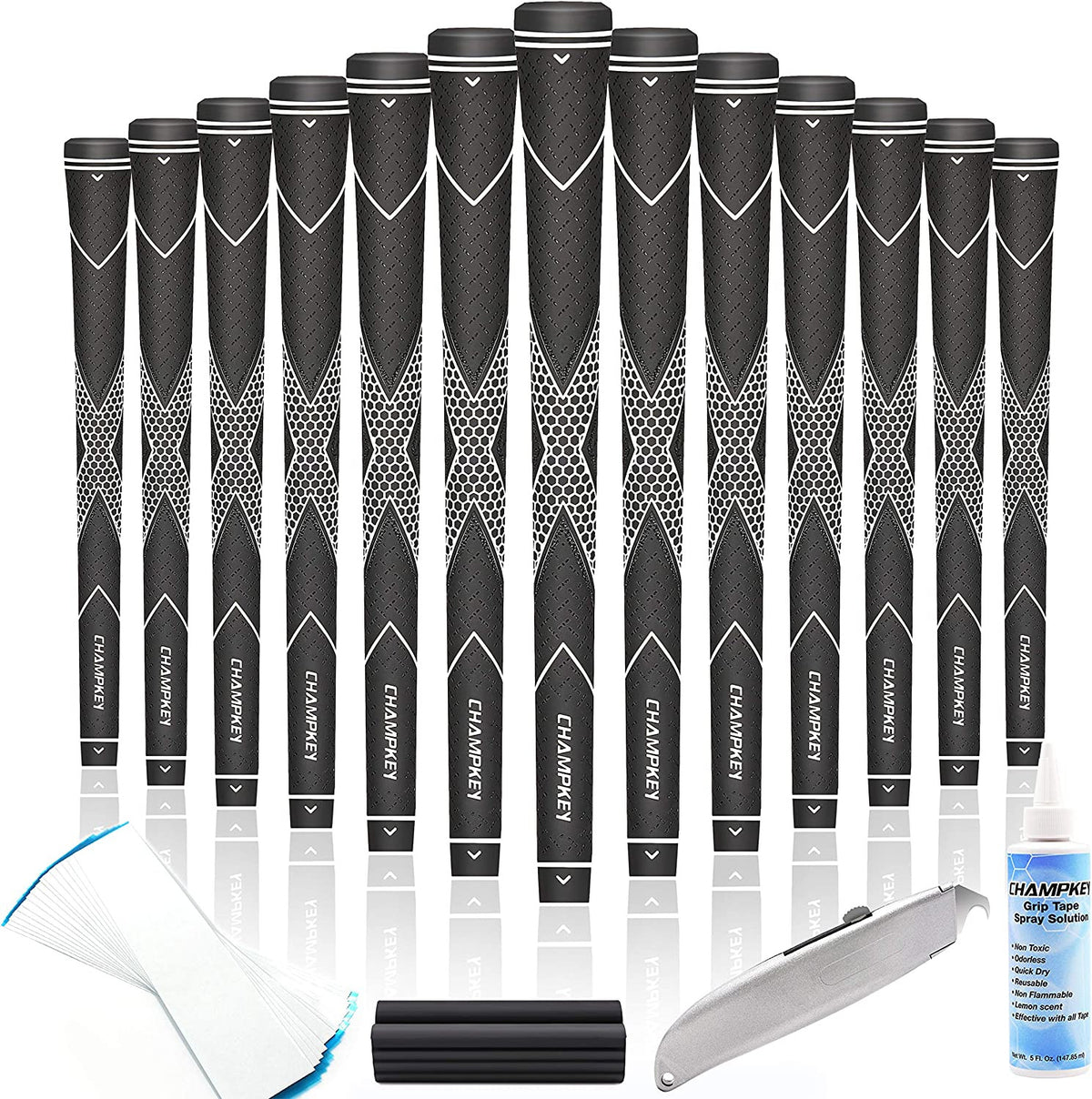 Golf Grip Set - High Traction Rubber Golf Club Grips with Tapes and Kits