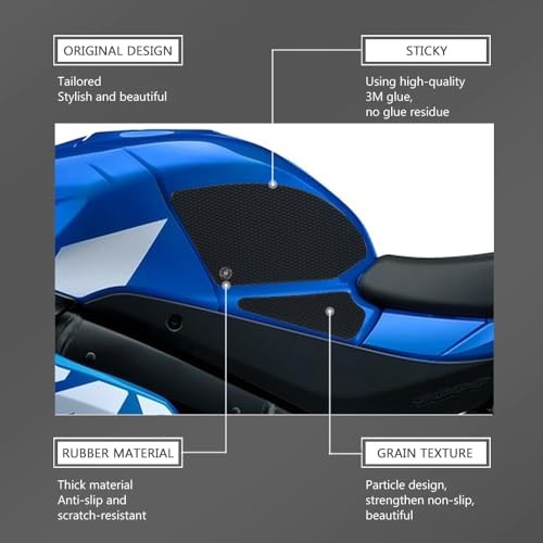 Motorcycle Fuel Tank Pad Protector for GSXR1000R 2017-2025 - Anti-Skid Gas Tank Stickers