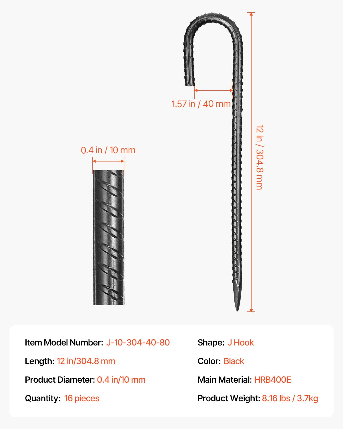 Heavy Duty Galvanized Steel Rebar Stakes 12 Inch 16 Pack Ground Anchors