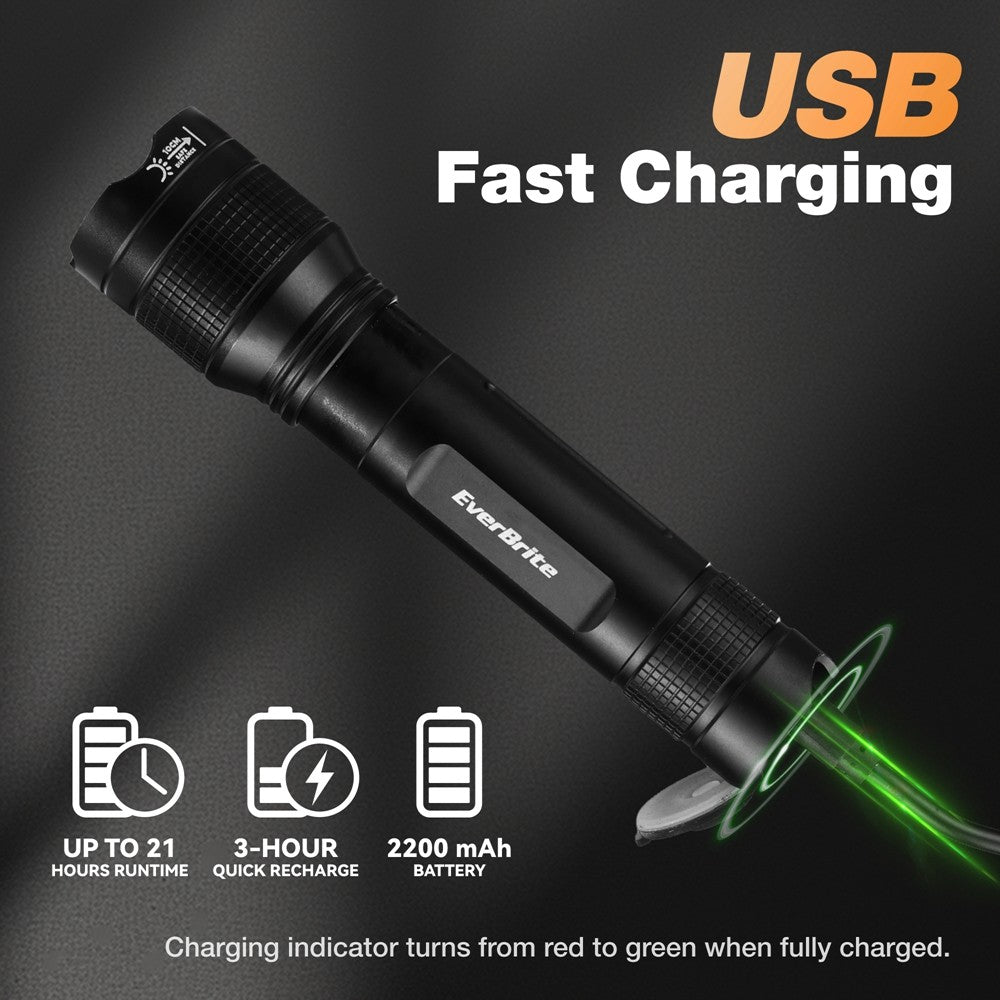 Rechargeable LED Flashlight 3000LM Super Bright Zoomable with 5 Modes