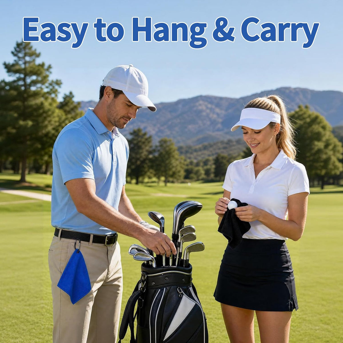 Golf Ball Towels 3-Pack Portable Microfiber Mini Towels with D-Ring Clips