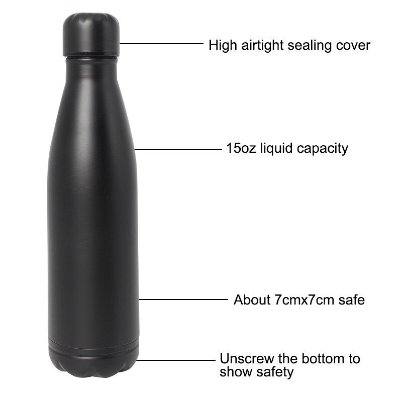 Hidden Water Bottle Safe Steel Storage Compartment for Cards Keys Cash
