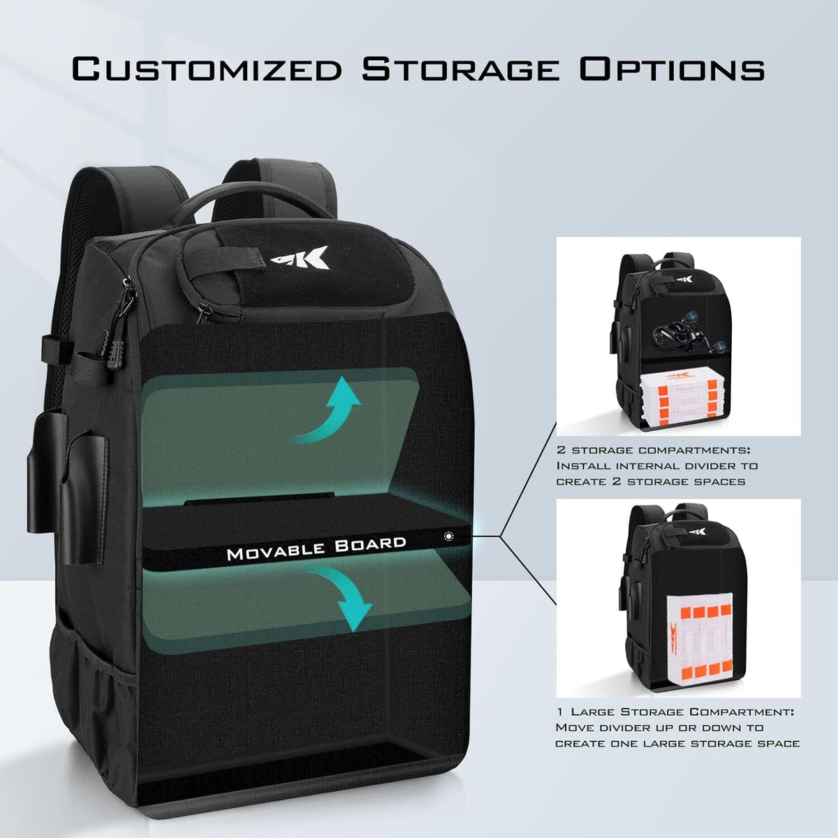Fishing Tackle Backpack with Rod Holders 4 Tackle Boxes 40L Outdoor Bag