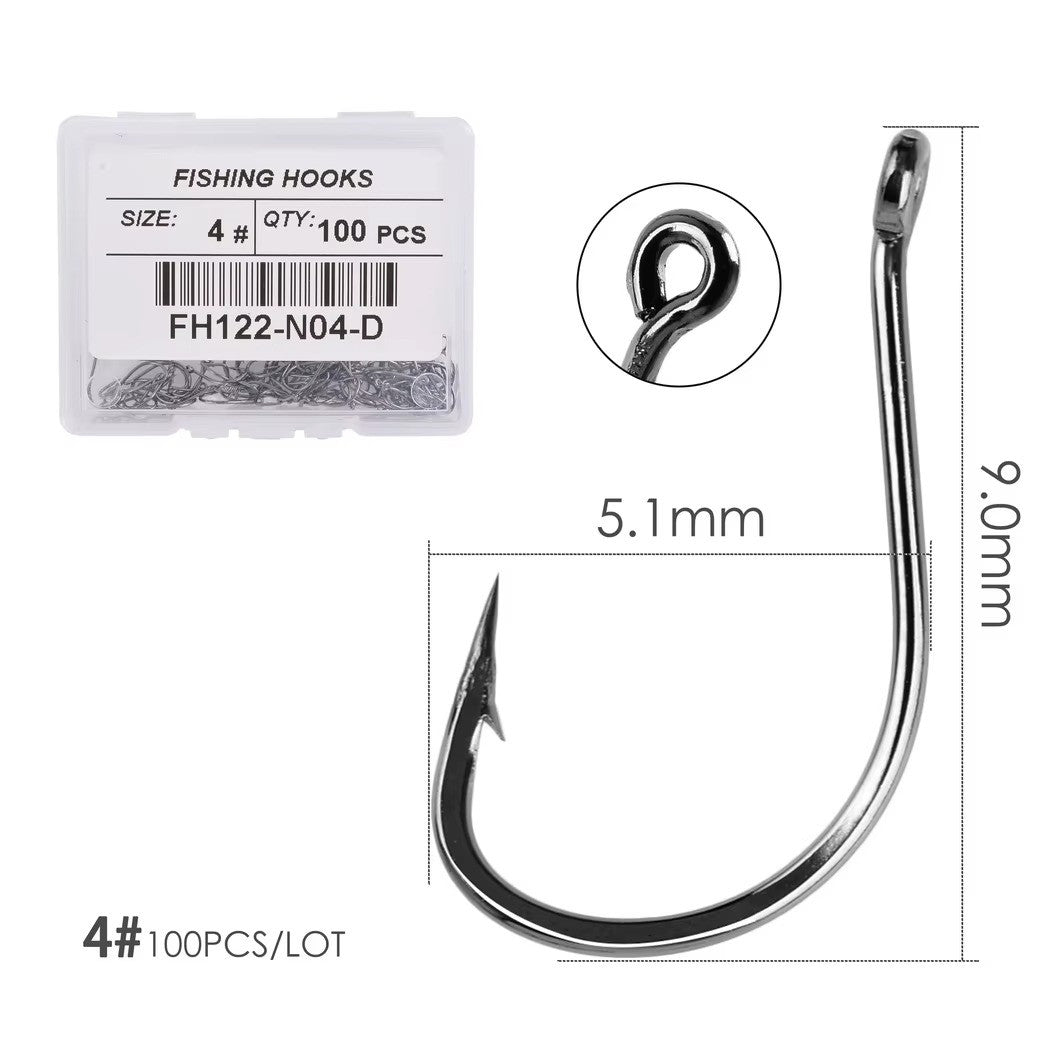 100pcs Fishing Hooks Assortment - Ultra Sharp Carbon Steel Octopus Offset