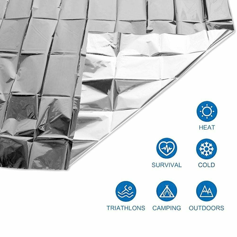 50 Pack Emergency Mylar Thermal Blankets - Reflects 90% Body Heat, Waterproof & Compact