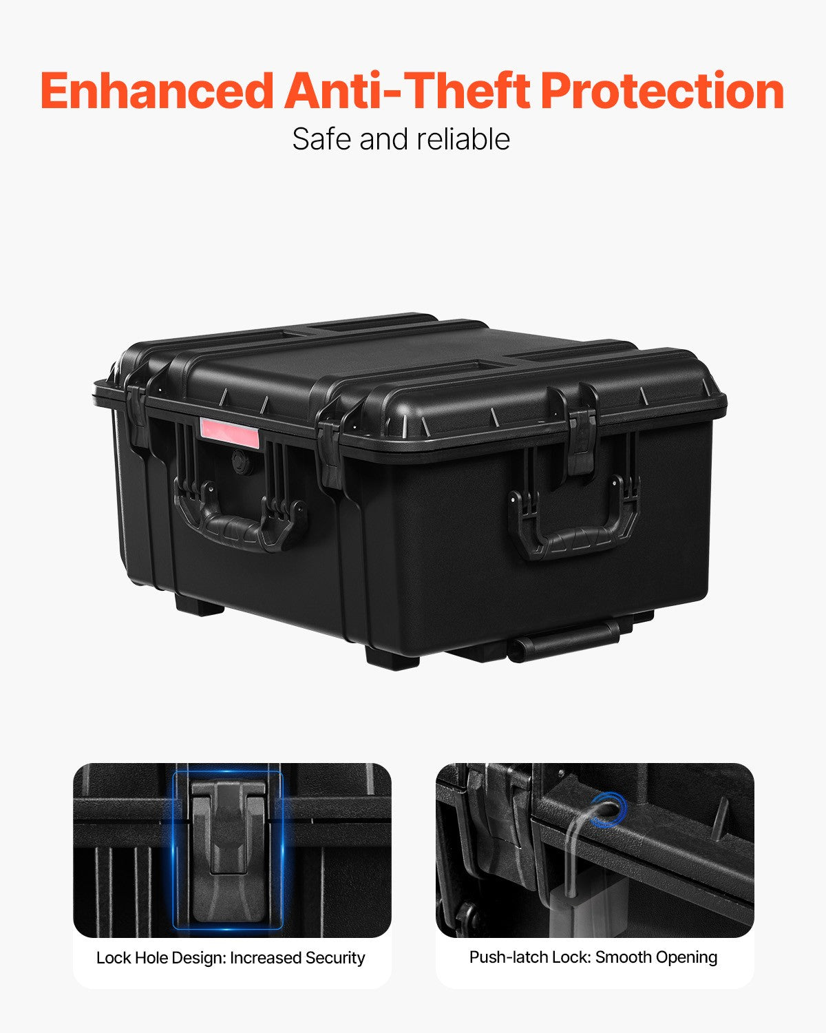 Weatherproof Hard Case with Wheels & Retractable Handle 3.5 Cu.ft Black