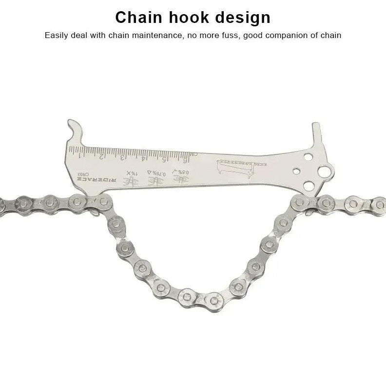 Bicycle Chain Wear Indicator Gauge Tool - Stainless Steel, Multi-Function