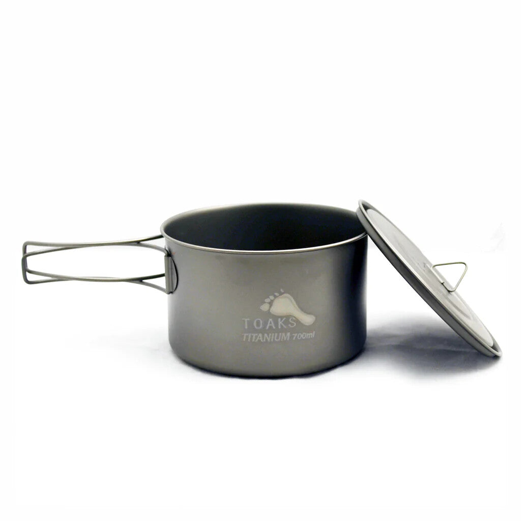 Titanium Camping Pot with Folding Handle - Lightweight Backpacking Cookware