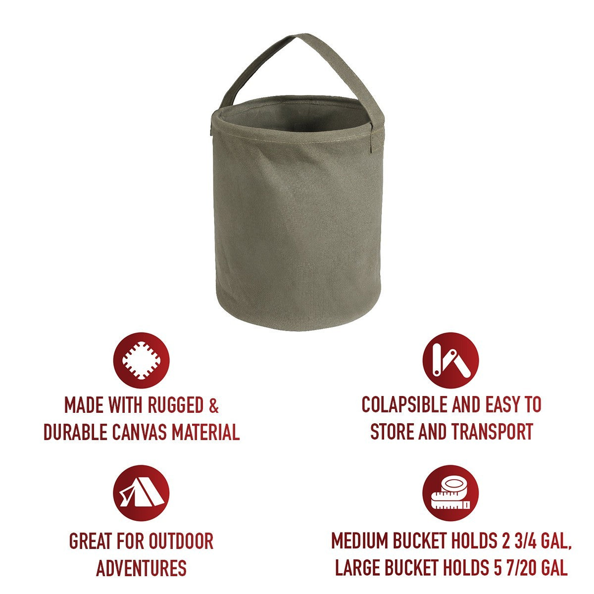 Heavy Duty Canvas Water Bucket - Collapsible Folding Tool Carrier
