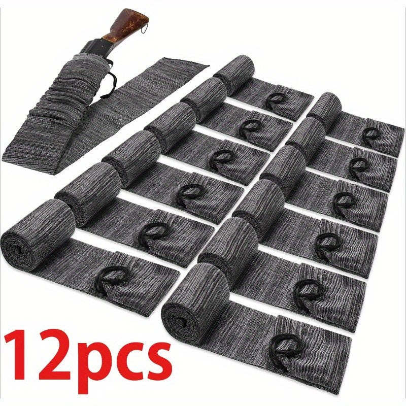 Bulk Gun Socks 12 Pack Gray Silicone Rifle and Shotgun Sleeves Up to 55 Inch