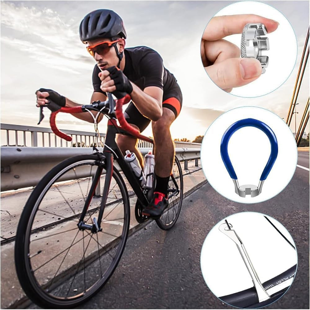 4-Piece Bicycle Spoke Wrench Set - Universal Forged Steel Wheel Tool