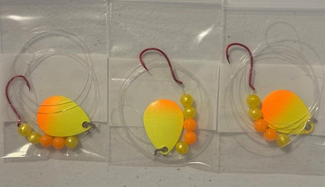 Walleye Crawler Harness Set - 24 Pack with Size 3 Colorado Blades and Hooks