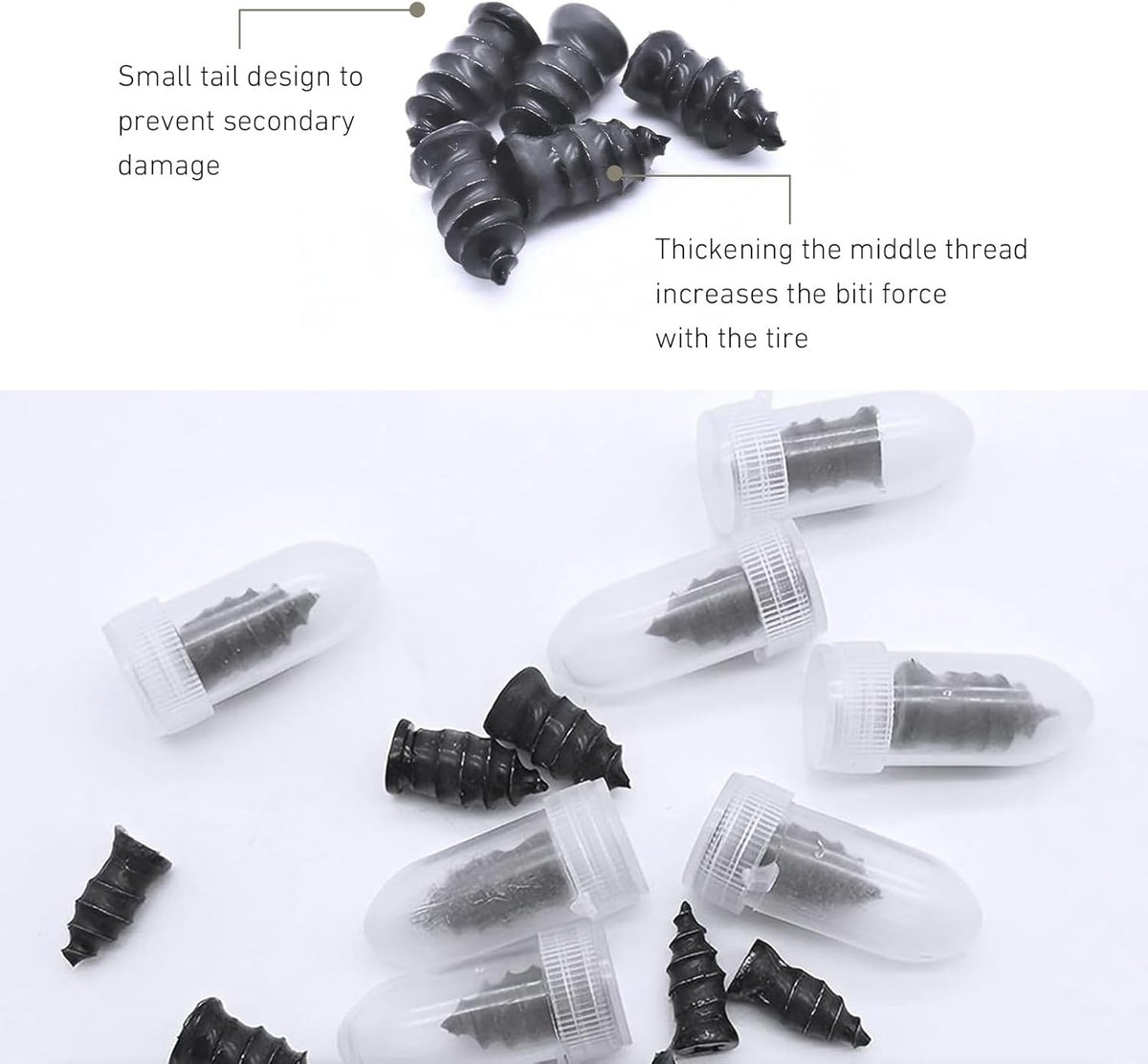 60PCS Tire Repair Kit with Self-Injecting Rubber Plugs and Screwdriver
