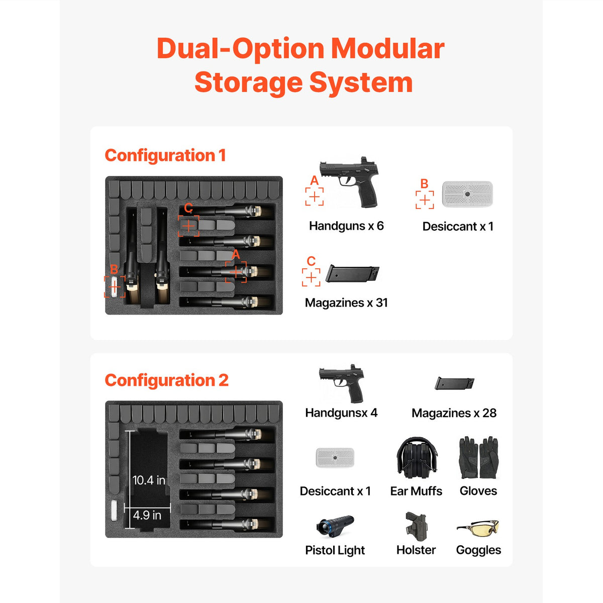 Hard Pistol Case with Foam Interior - Secure, Waterproof Gun Storage 18.7x12.5x7.5in