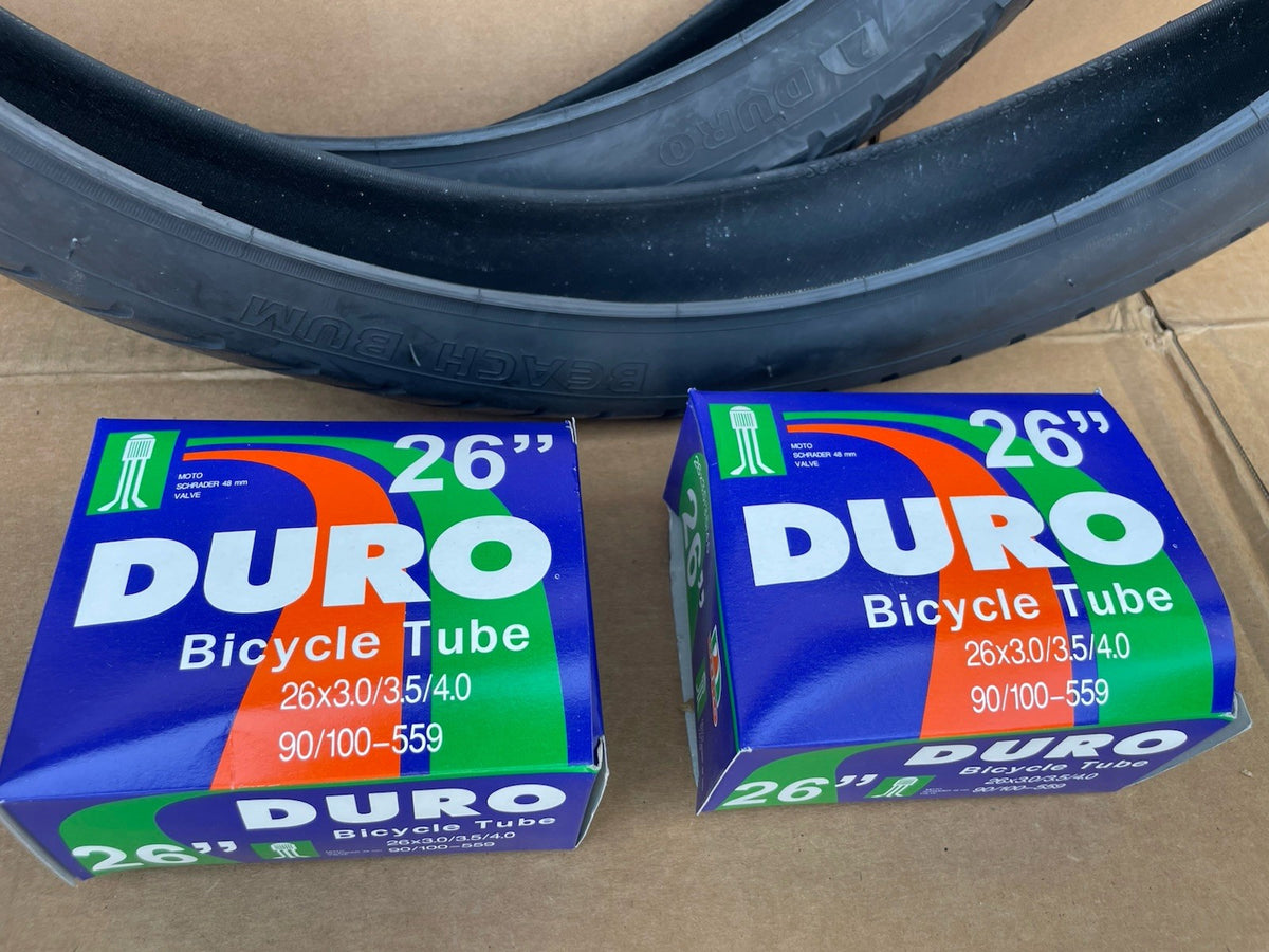 26 Inch Fat Bike Tires and Inner Tubes - Black Cruiser/Ebike 3.0"