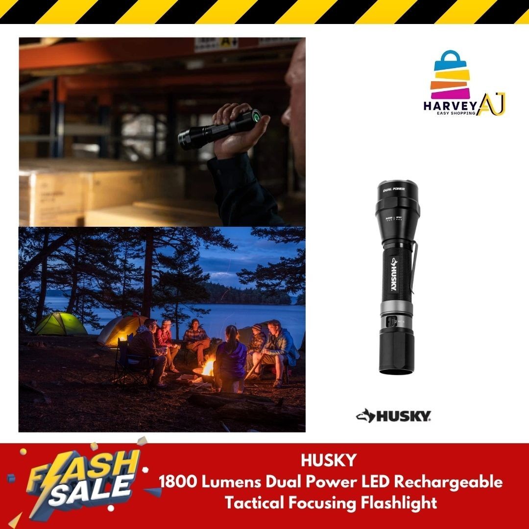 1800 Lumens Rechargeable LED Tactical Flashlight with Focus, USB Charging