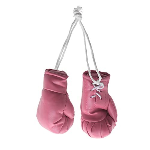 Mini Leather Boxing Gloves for Car & Home Decor - Pink 4x2.3 Inch Set