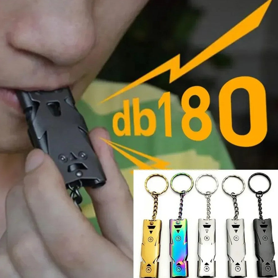 Ultra-Loud Double Tube Survival Whistle Keychain Emergency Tool 180dB