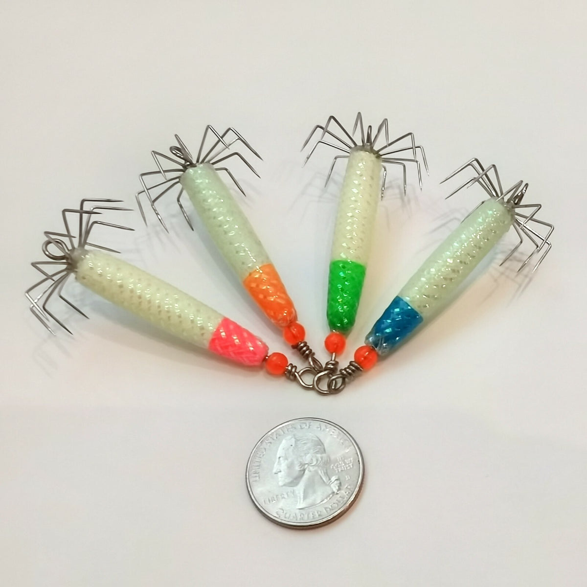 8-Piece Glow-in-Dark Squid Jigs Set for Fishing - Multiple Weights & Colors