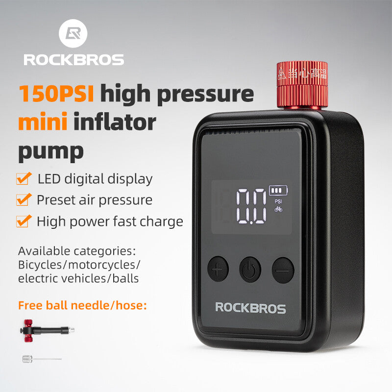 Electric Mini Bike Pump with LED Display - Portable Tire Inflator for Motorcycle and Bicycle