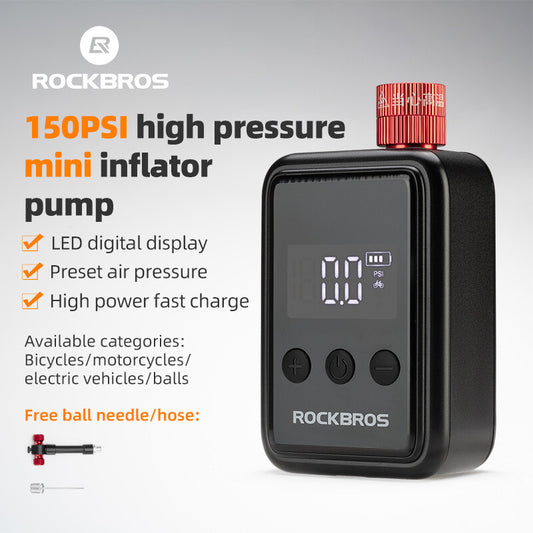 Electric Mini Bike Pump with LED Display - Portable Tire Inflator for Motorcycle and Bicycle