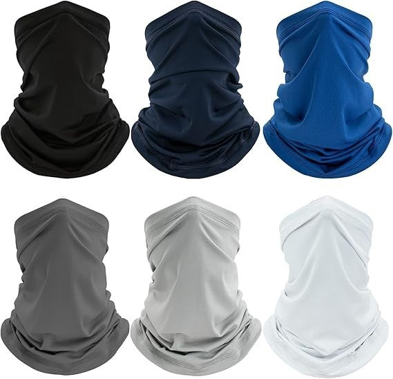 Sun UV Protection Face Masks 6 Pack - Breathable Neck Gaiter & Cover