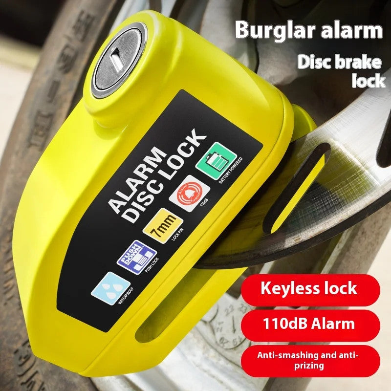 Waterproof Motorcycle Disc Brake Lock with Alarm and Reminder Cable