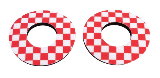 Bicycle Handlebar Grips Foam Donuts Checkerboard Red White Pair