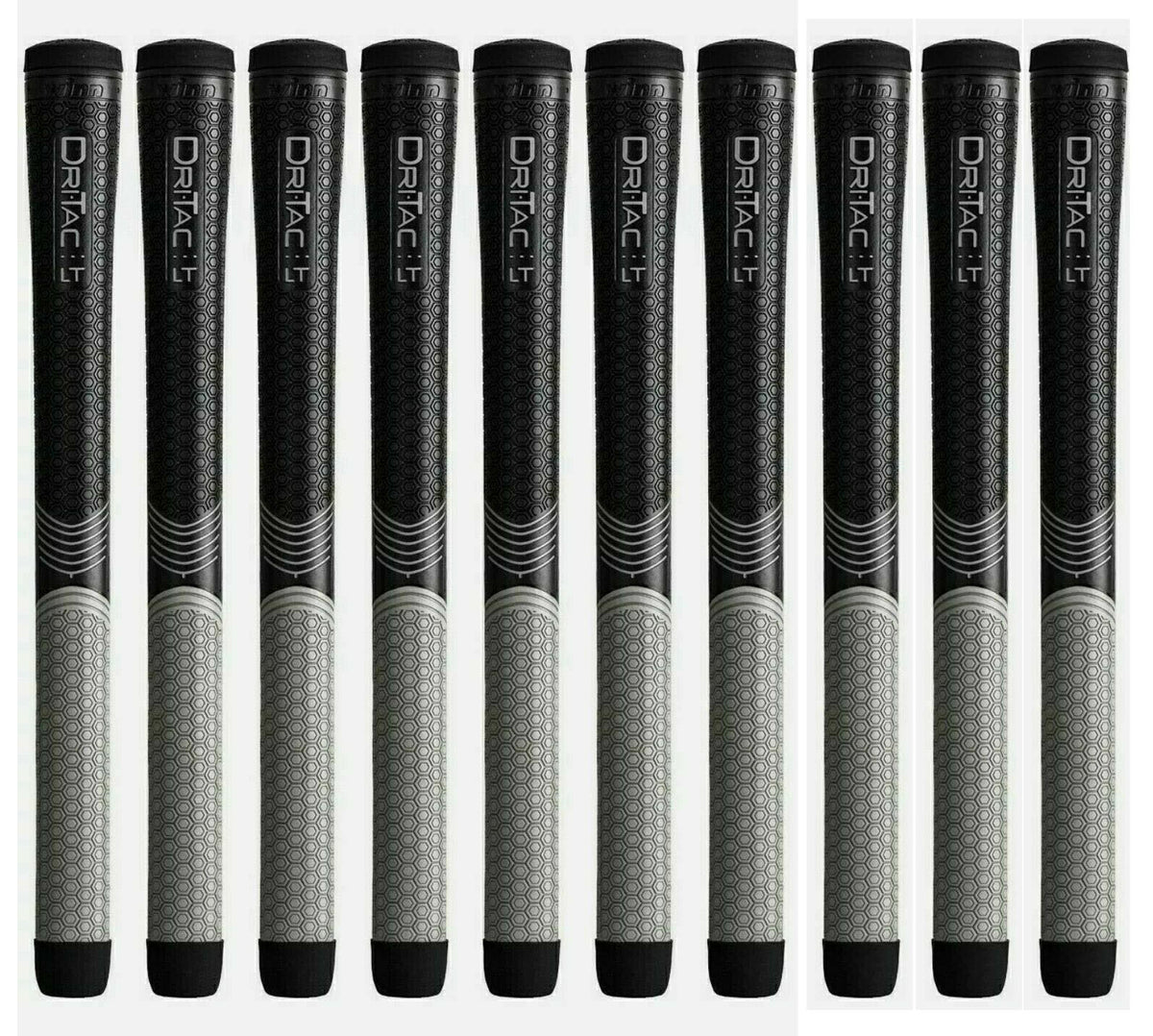 Golf Grip Set of 10 Less Taper Dri-Tac LT Standard Black/Gray